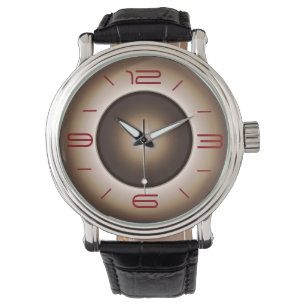 Montre Simple en Tan avec chiffres rouges >Montres Homme