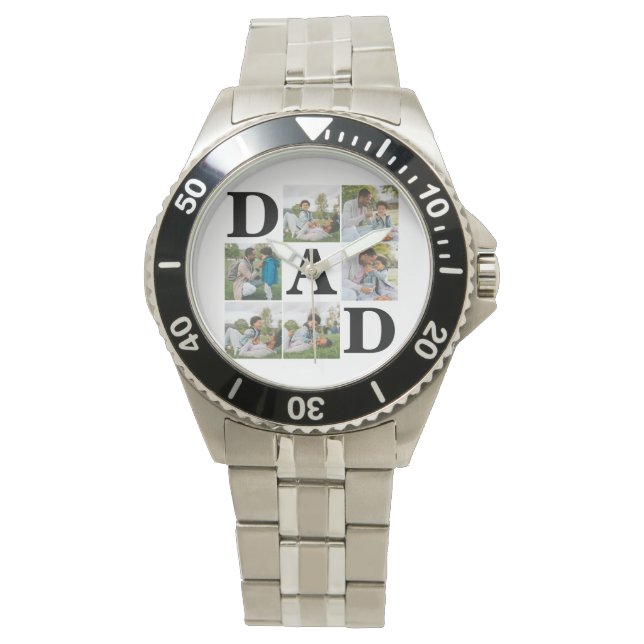 Montre Simple Fête des pères moderne papa 6 famille photo (devant)