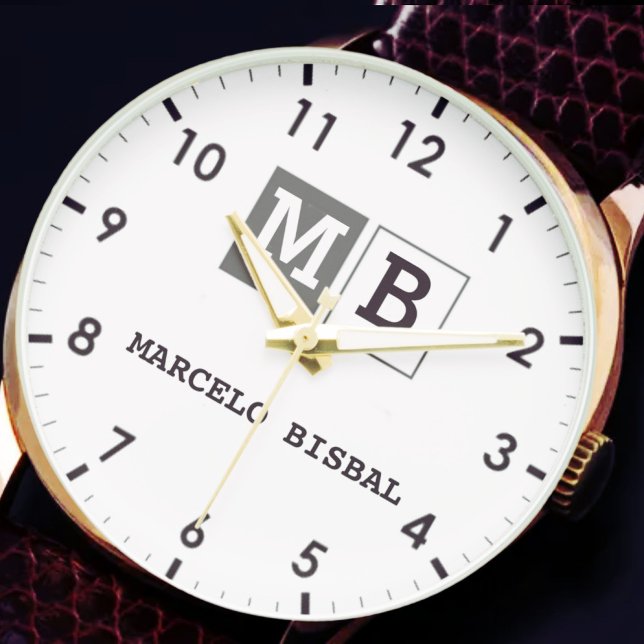 Montre Simple Modern Minimal Typography White black (Créateur téléchargé)