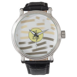 Montre simple personnalisé jaune bleu aquarelle ajouter l