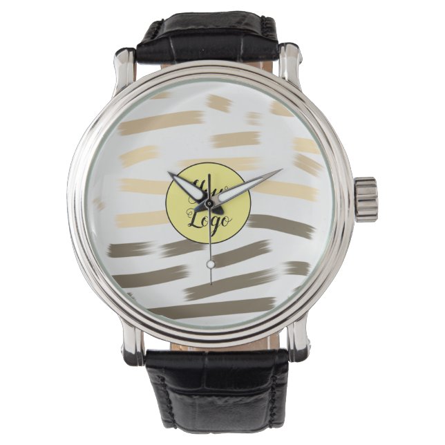 Montre simple personnalisé jaune bleu aquarelle ajouter l (devant)