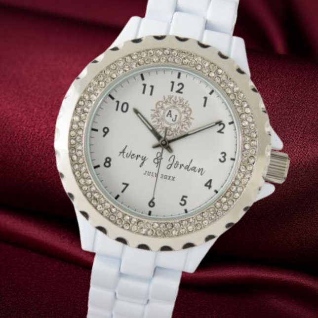 Montre Simple Vintage Monogram Couple Names (Créateur téléchargé)