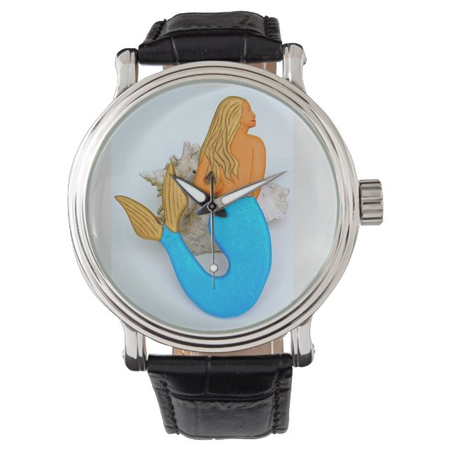 Montre sirène or et bleu (devant)