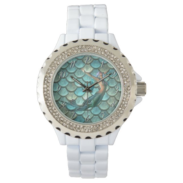 Montre Sirène Sur Les Échelles De Queue De Sirène (devant)