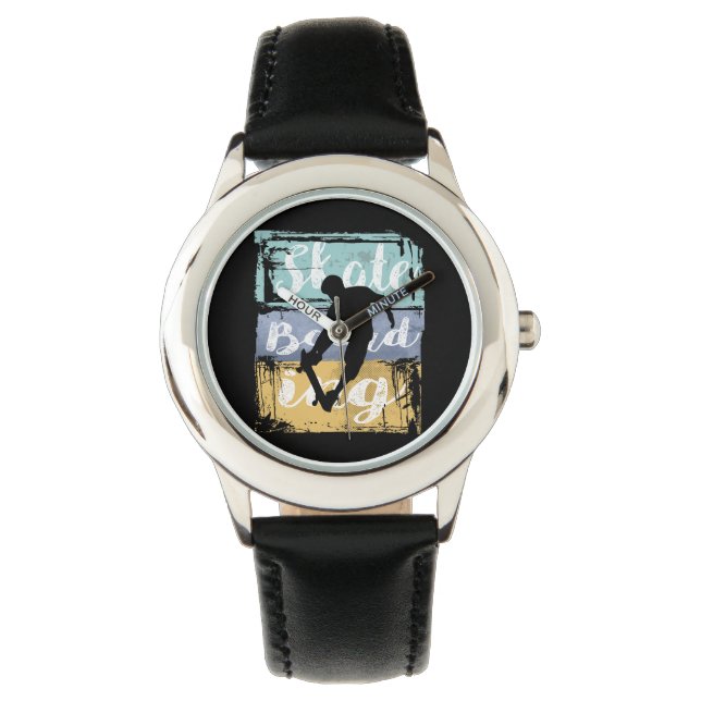 Montre Skateboard Tee - Retro Vintage Skateboarder (devant)