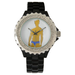 Montre slip bleu homme orange