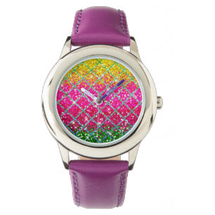 Montre Snakeskin rose parties scintillant