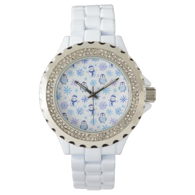Montre Snowflakes, Snowmen et Pingouins de Noël (devant)