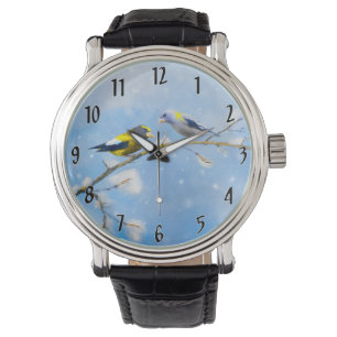 Montre Soirée Grosbeak Peinture - Oiseau sauvage d'origin