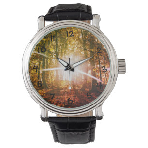 Montre Soleil dans la forêt d'automne