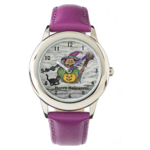 Montre Sorcière, Chat, Chauve-souris et Citrouille, Bonne
