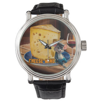 Montre Souris drôle en amour avec une tranche de fromage 