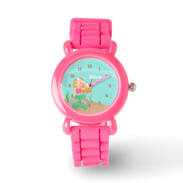 Montre Sous la mer mignonne fille sirène personnalisée (Recto)
