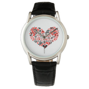Montre Soyez avec l'Ukraine lettrage et coeur