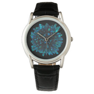 Montre *~* Sphère cristallin hommes Métallic Bleu Turqu