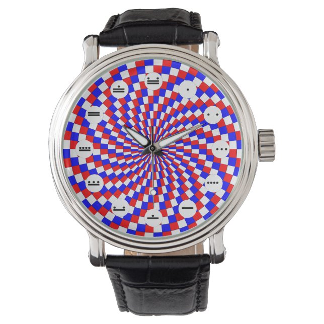 Montre Spirale bleue blanche rouge (Mayan) par Kenneth Yo (devant)