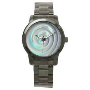 Montre Spirale d'argent géant et d'aquamarine sur le noir