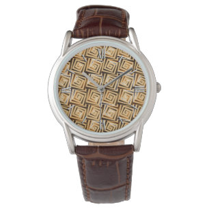 Montre spirales carrés modernes du milieu du siècle - tan