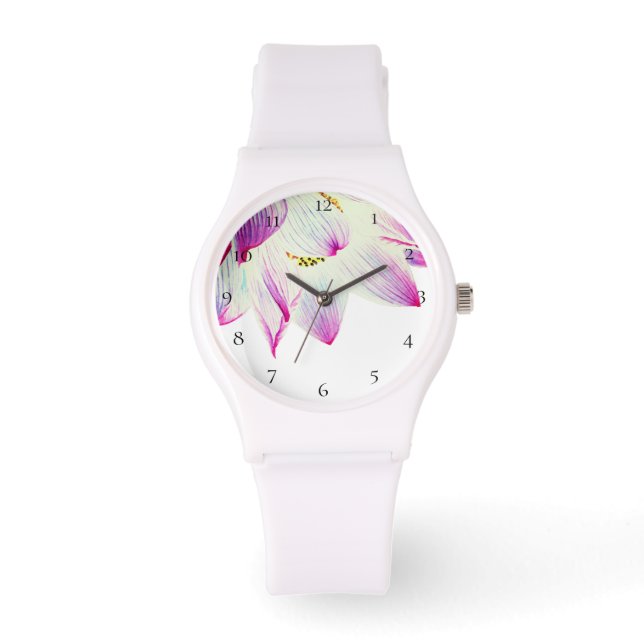 Montre *~* Spirituel Lotus Fleur Eau Lily Blanc (Recto)