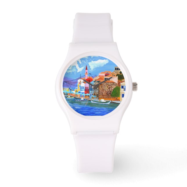 Montre sportive pour femmes, en silicone blanc (Recto)