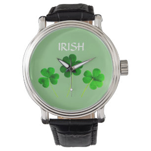 Montre St Patrick's Day Irlandais Green Shamrock Feuilles
