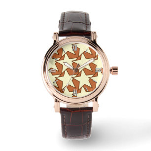 Montre Star Géométrique moderne - crème et chameau tressé
