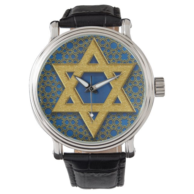 Montre Star of David, Hanoukka Motif cadeau de vacances (devant)
