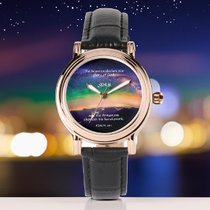 Montre Starry Night Sky Écriture chrétienne personnalisée