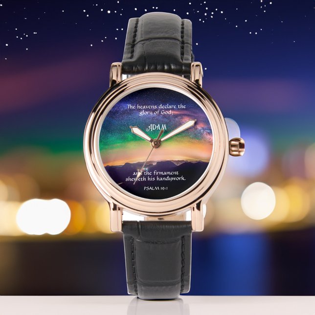 Montre Starry Night Sky Écriture chrétienne personnalisée (Créateur téléchargé)