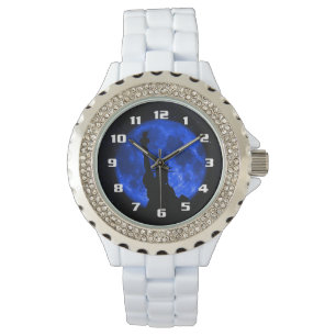Montre Statue de la Liberté contre une Lune bleue