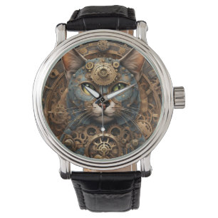 Montre steampunk bleu AI art mens watch