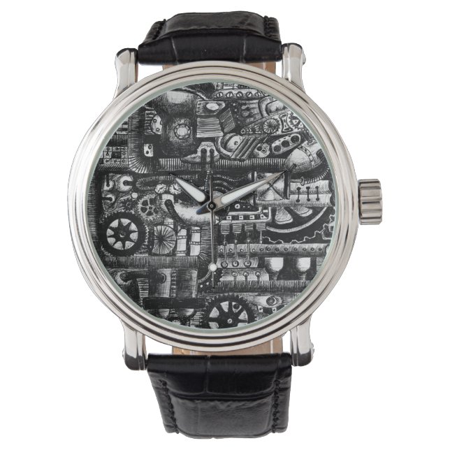 Montre steampunk dessiner machinerie caricature motif (devant)