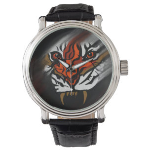 MONTRE STRIPES ORANGE ET NOIR