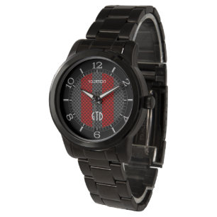 Montre Stripes personnalisées de style Carbone Rouge Bour