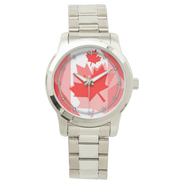 Montre Style canadien Feuille d'érable rouge en couches C (devant)
