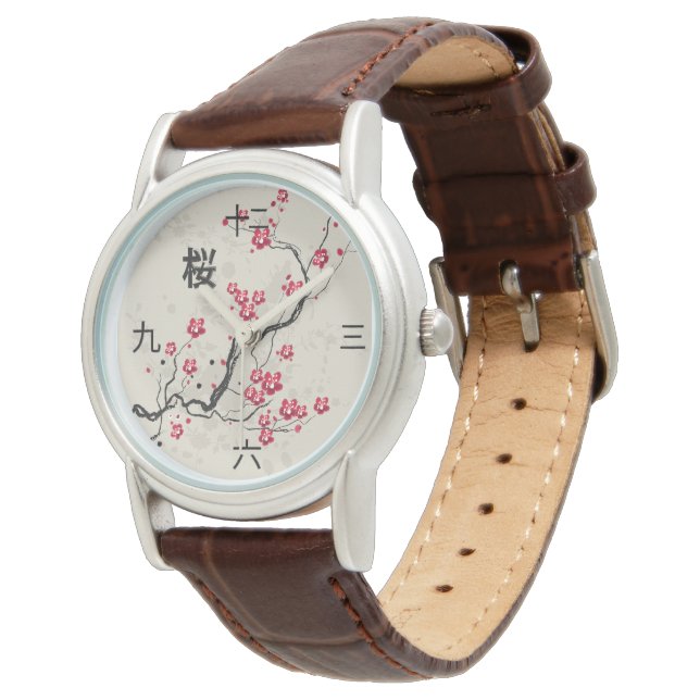 Montre Style oriental Sakura Cherry Blossom Art (Incliné)