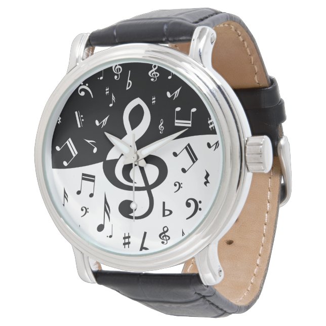 Montre Stylish Treble Clef Wave Black and White (Incliné)