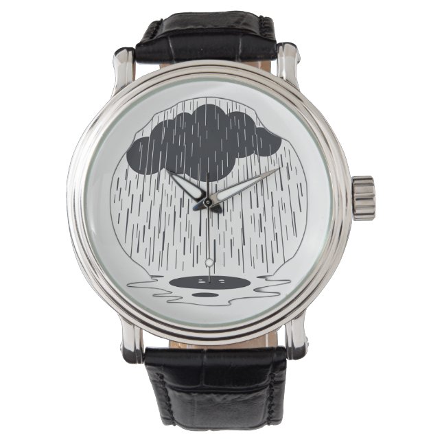 Montre Stylized Rain Cloud with Falling Rain and Puddle (devant)