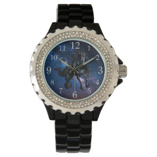 Montre Stylo friésien noir cheval étoile