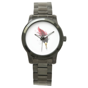 Montre Stylo rouge en plumes avec nib or