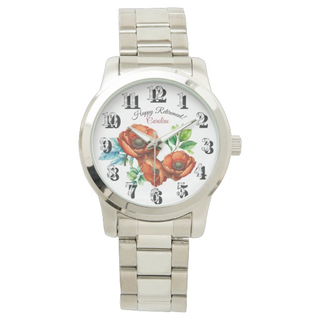 Montre Sublime Aquarelle Rouge Pépites joyeuse retraite (devant)