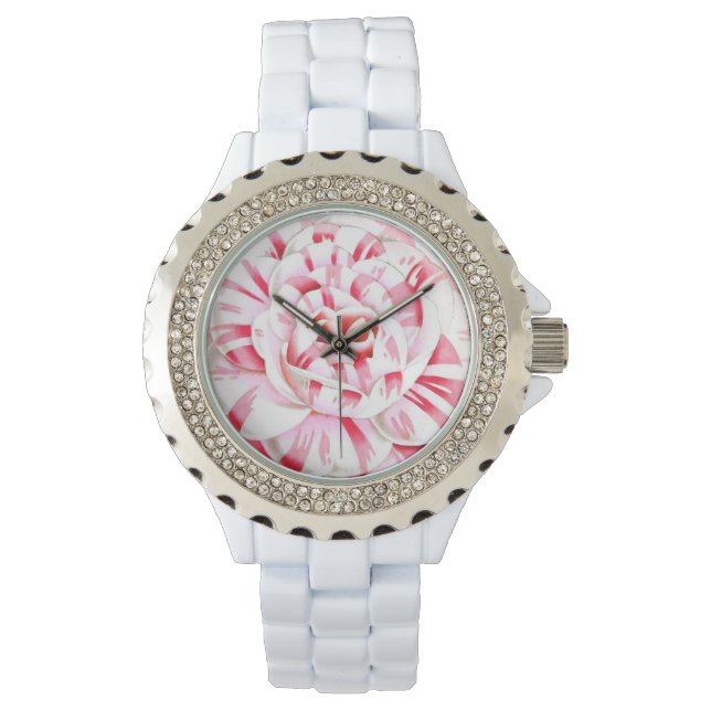 Montre Sucre de canne rayé camélia (devant)