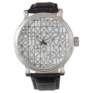 Montre Sudoku Deux-Noir Et Blanc Géométrique Moderne
