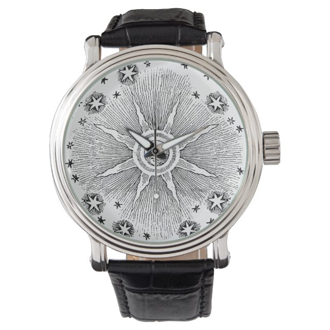 Montre Sun Stars Antique Nuit Ciel Médiéval Zodiac (devant)