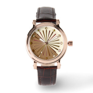 Montre Sunburst géométrique moderne, Brown, Taupe et Be