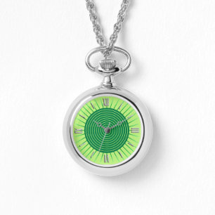 Montre Sunburst géométrique moderne - Vert émeraude et ch