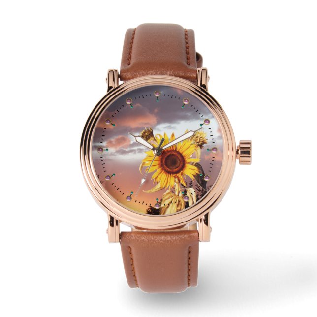 MONTRE SUNFLOWER AND SUMMER SUNSET WITH PINK CLOUDS (Recto)