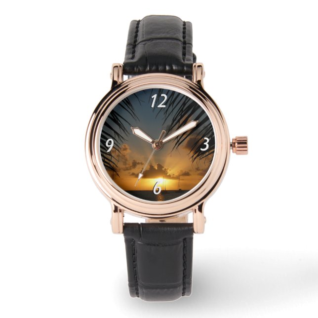 Montre Sunset Through Palm Fronds (Recto)