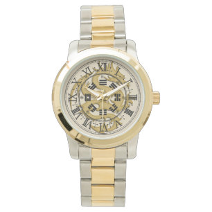 Montre surdimensionnée unisexe de dragon d'or