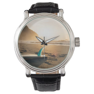 Montre Surf. coucher de soleil, plage, mer